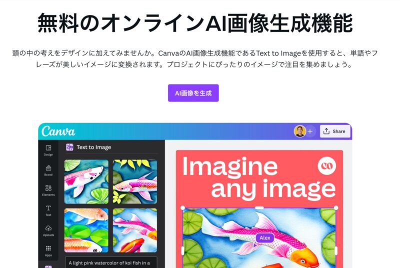 画像生成AI、Canvaのトップ画像