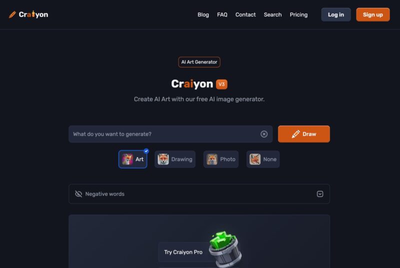 画像生成AI、Craiyonのトップ画像