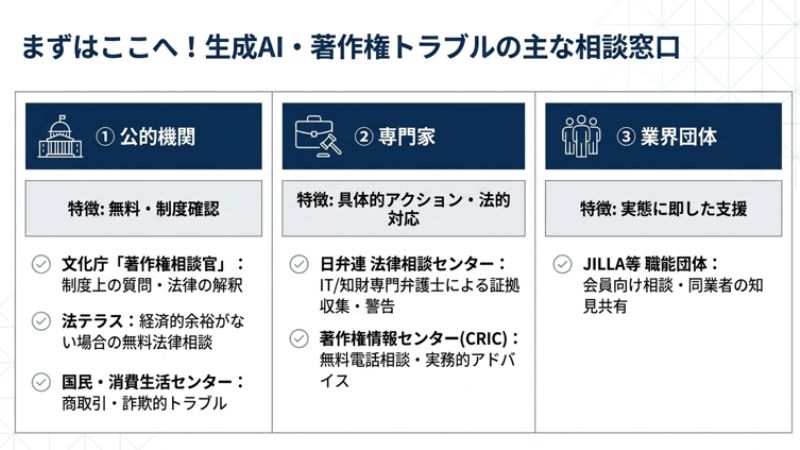 生成AI・著作権トラブルの主な相談窓口