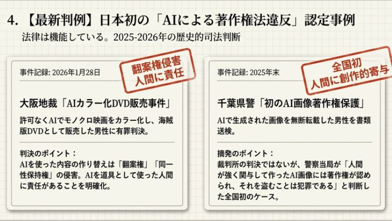 「AIによる著作権法違反」認定事例