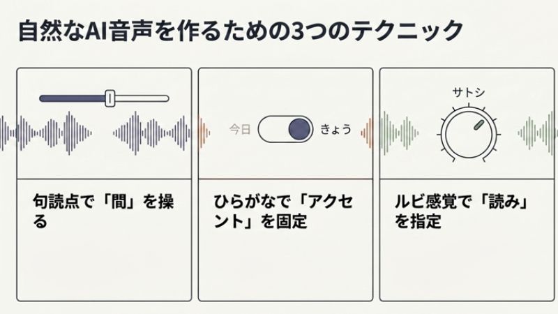 自然なAI音声を作るための3つのテクニック