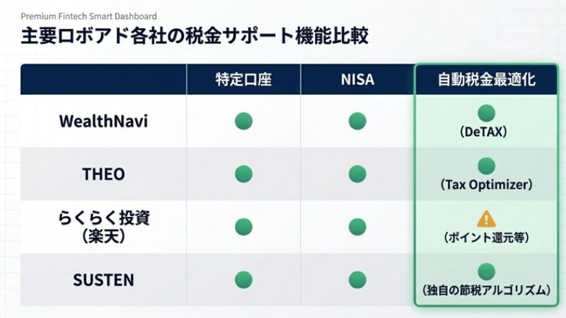 各社の税金サポート比較