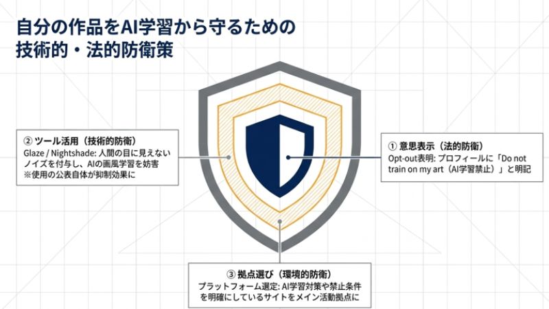 自分の作品をAI学習から守るための技術的・法的防衛策