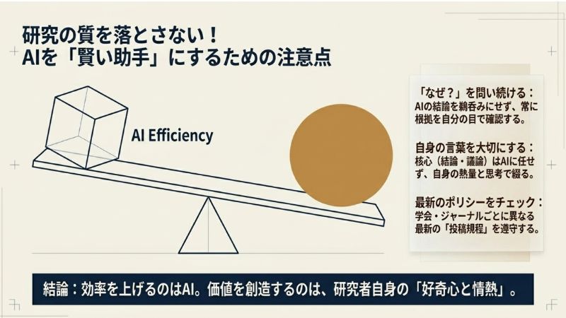 研究の質を落とさない！AIを「賢い助手」にするための注意点