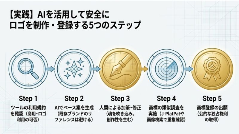 AIを活用して安全にロゴを制作・登録する5つのステップ