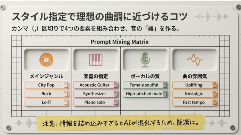 スタイル指定で理想の曲調に近づけるコツ