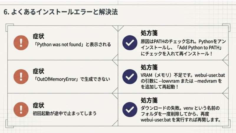 よくあるインストールエラーと解決法