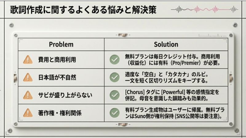 歌詞作成に関するよくある悩みと解決策