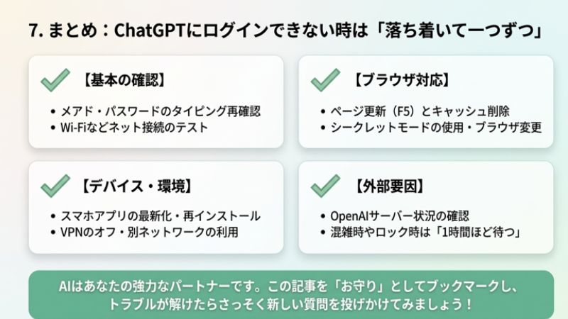 ログインできない時は「落ち着いて一つずつ」