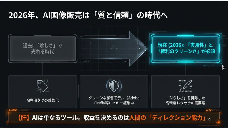 2026年、AI画像販売は「質と信頼」の時代へ