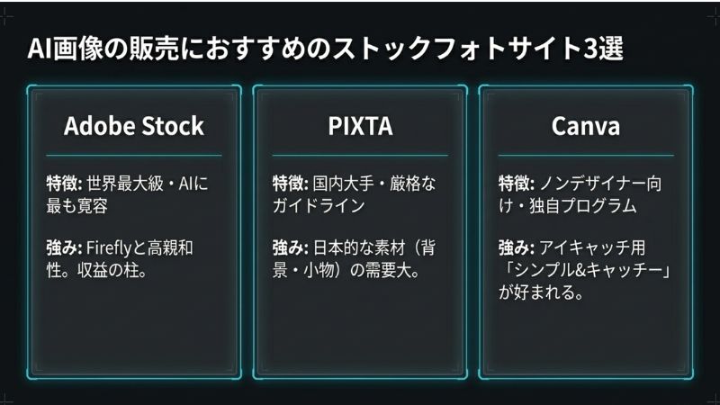 AI画像の販売におすすめのストックフォトサイト3選
