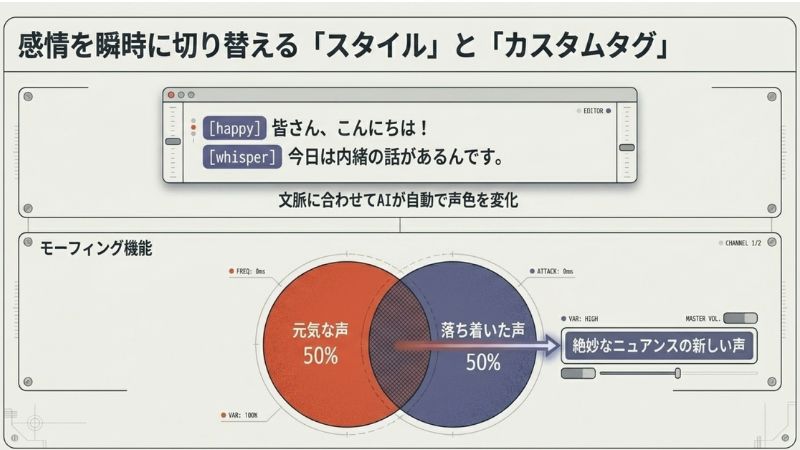 感情を瞬時に切り替える「スタイル」と「カスタムタグ」の活用法
