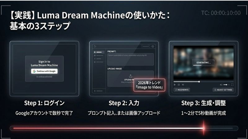 【実践】Luma Dream Machineの使いかた：基本の3ステップ