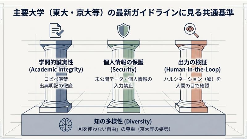 主要大学(東大・京大等)の最新ガイドラインに見る共通基準
