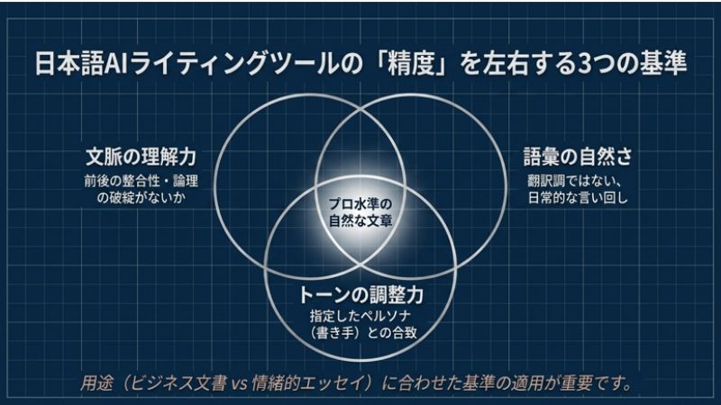 日本語AIライティングツールの「精度」を左右する3つの基準