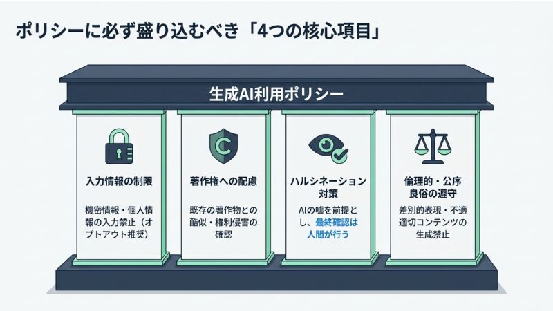 ポリシーに必ず盛り込むべき「4つの核心項目」
