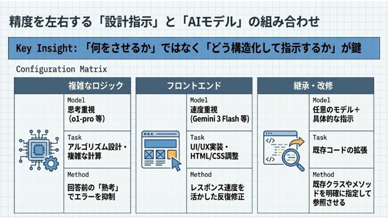 精度を左右する「設計指示」と「AIモデル」の組み合わせ