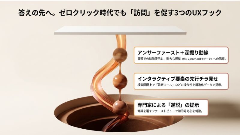 答えの先へ。ゼロクリック時代でも「訪問」を促す3つのUXフック