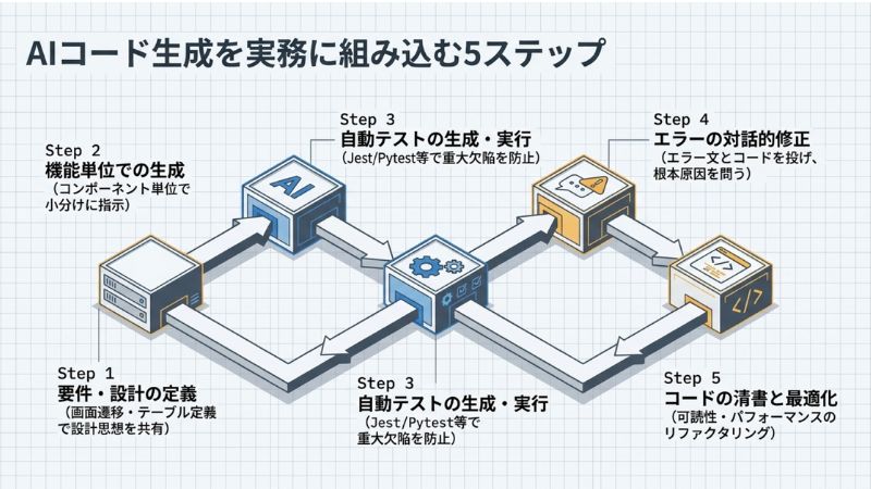 AIコード生成を実務に組み込む5ステップ
