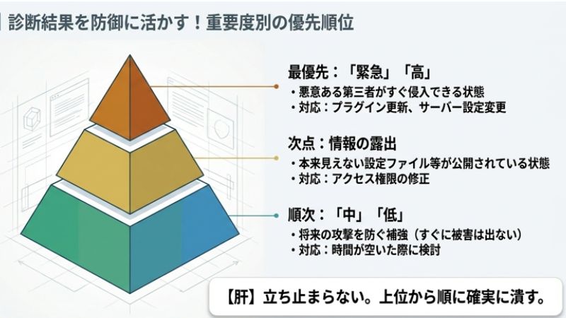 診断結果を防御に活かす！重要度別の優先順位