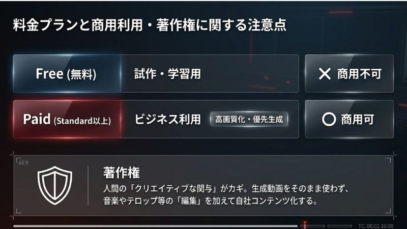 料金プランと商用利用・著作権に関する注意点